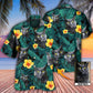 Black Cat Green Tropical Custom Photo - Hawaiian Shirt - Reefox