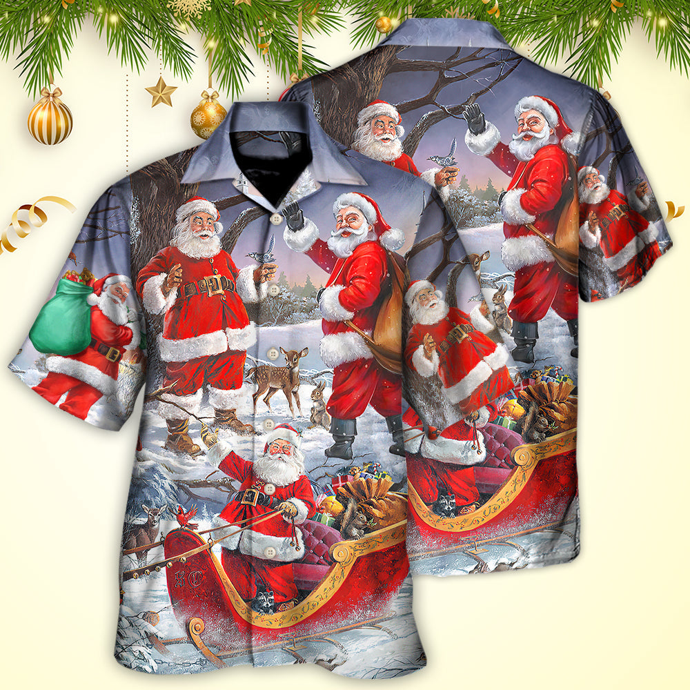 Christmas Funny Santa Claus Happy Xmas Is Coming Art Style Cool - Hawaiian Shirt - Reefox