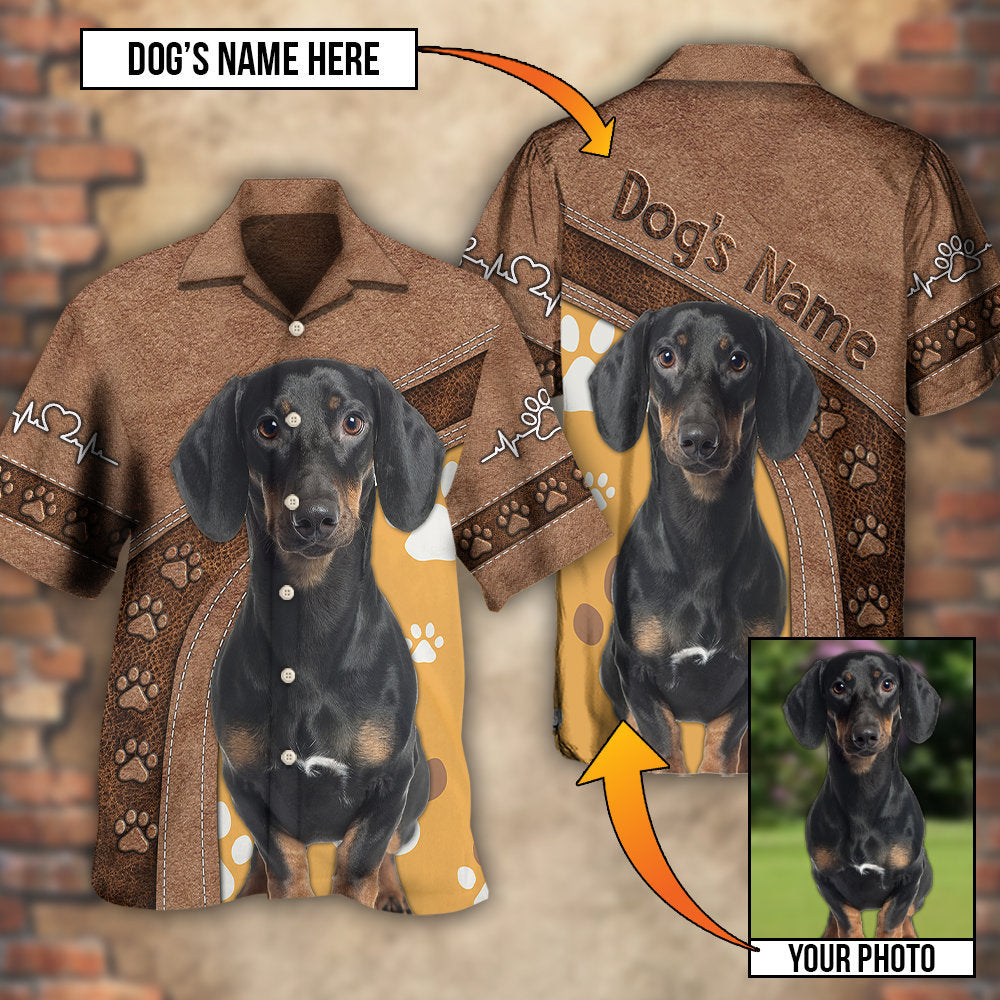 Dog Paw Brown Style Classic Custom Photo Personalized - Hawaiian Shirt - Reefox