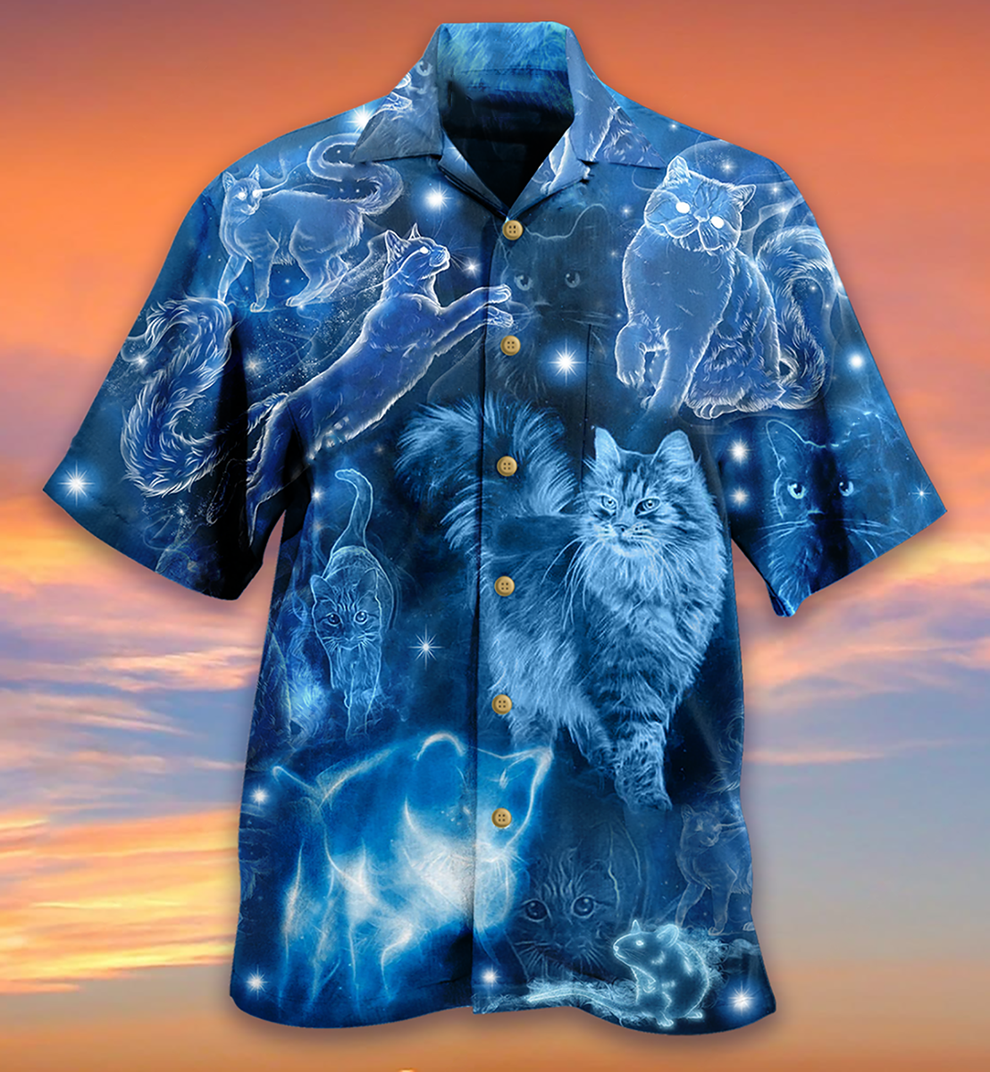 Cat Love Blue Neon Stunning - Hawaiian Shirt - Reefox