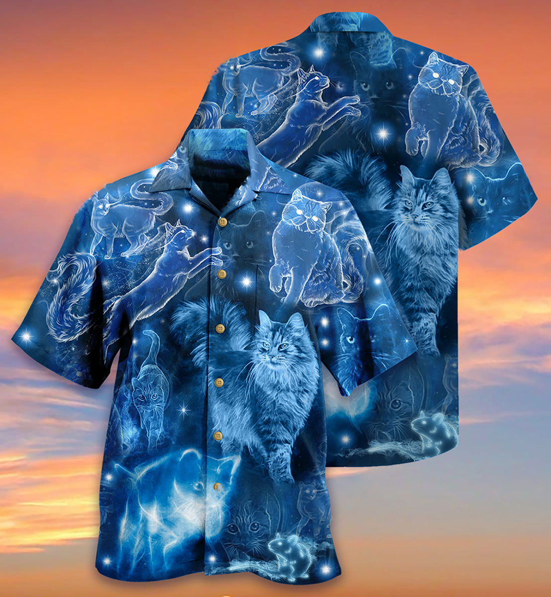 Cat Love Blue Neon Stunning - Hawaiian Shirt - Reefox