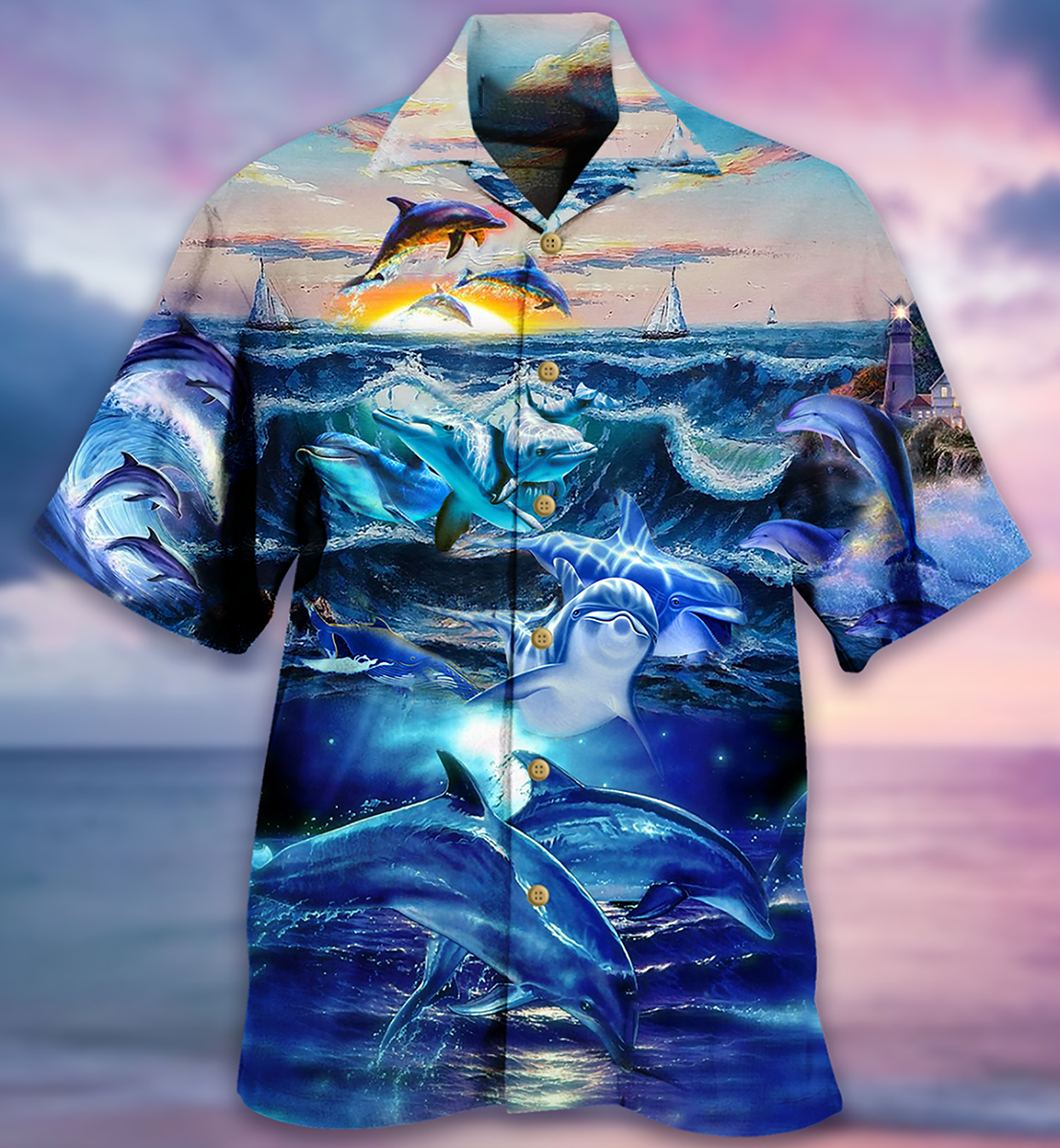 Dolphin Lovely Love Ocean Love Human - Hawaiian Shirt - Reefox