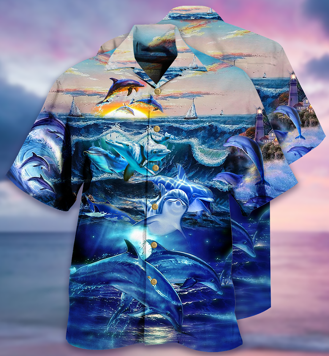 Dolphin Lovely Love Ocean Love Human - Hawaiian Shirt - Reefox