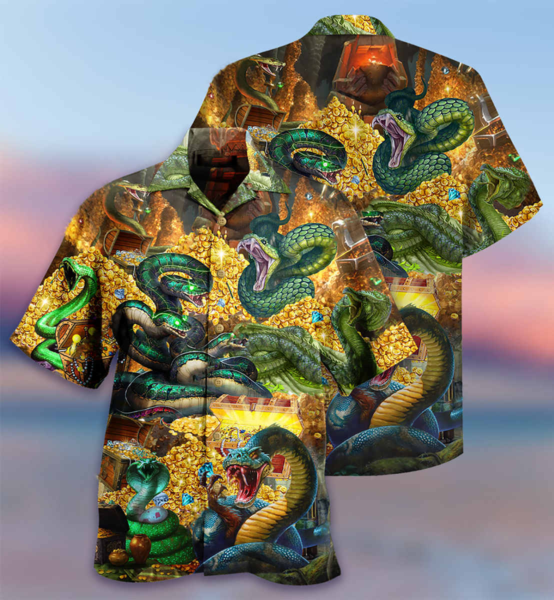 Snake Love Gold Cool - Hawaiian Shirt - Reefox