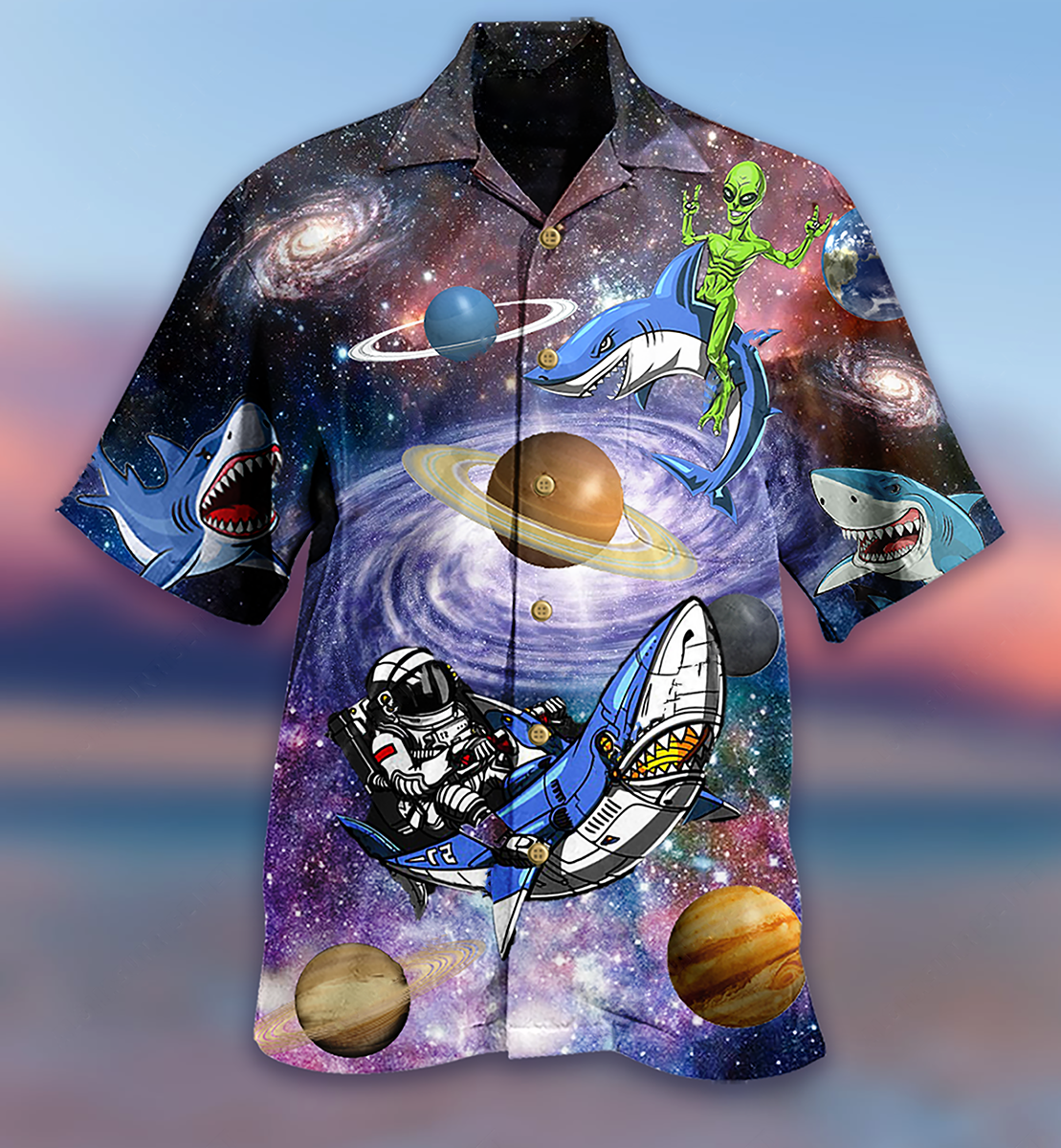 Shark Alien Space - Hawaiian Shirt - Reefox