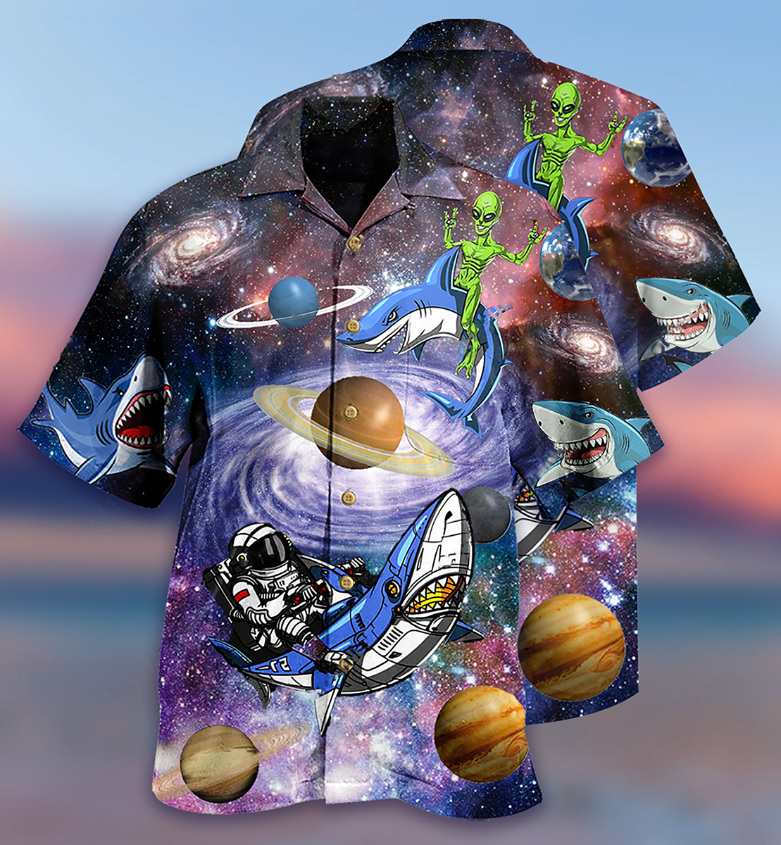 Shark Alien Space - Hawaiian Shirt - Reefox