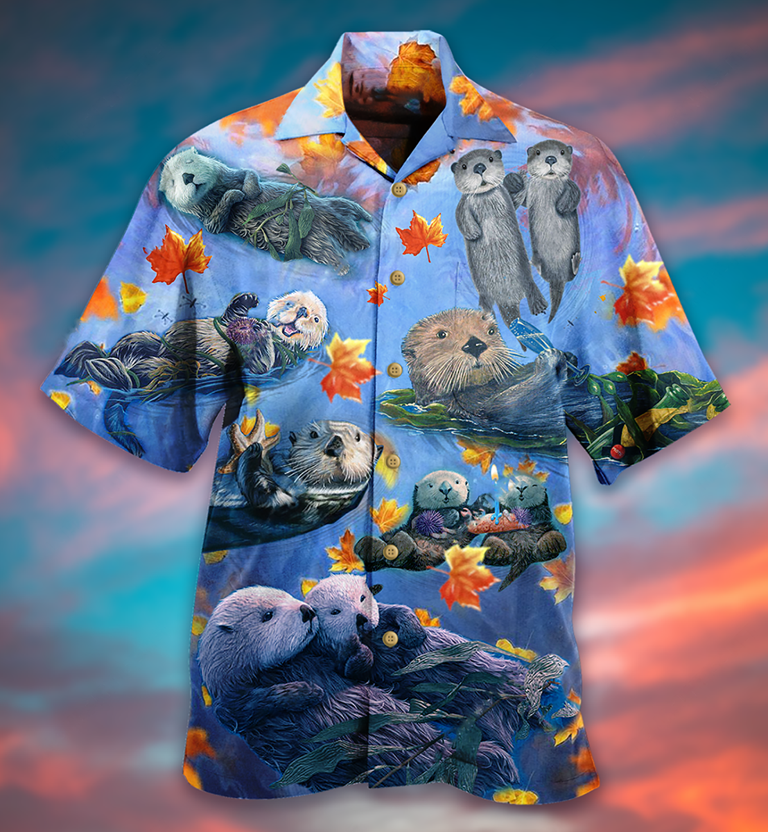 Otter Couple Love Happy - Hawaiian Shirt - Reefox