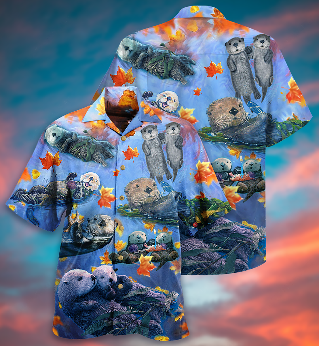 Otter Couple Love Happy - Hawaiian Shirt - Reefox