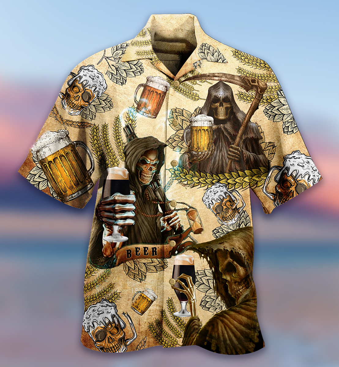 Beer Skull Love Beer Happy Day - Hawaiian Shirt - Reefox