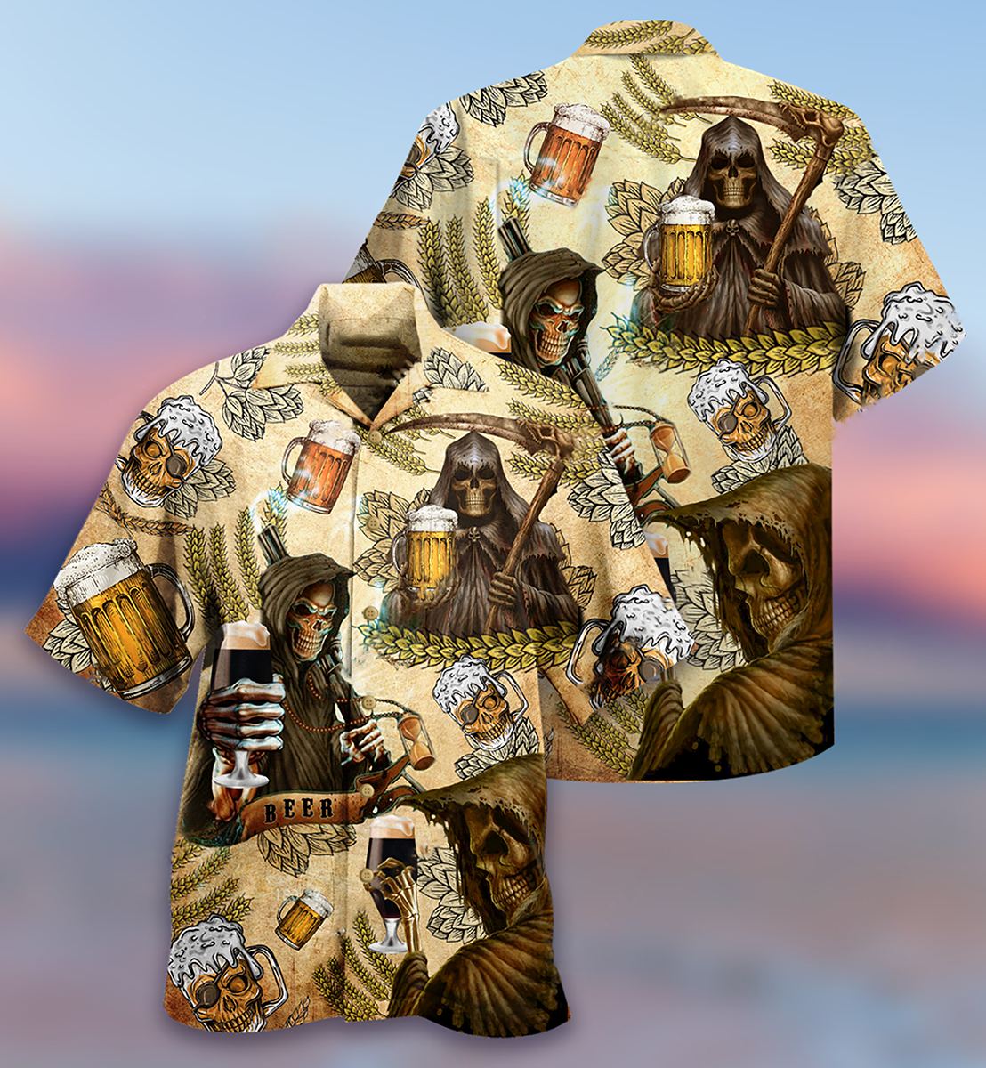 Beer Skull Love Beer Happy Day - Hawaiian Shirt - Reefox