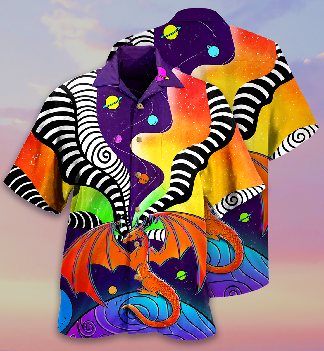 Dragon Color Galaxy Style Colorful - Hawaiian Shirt - Reefox