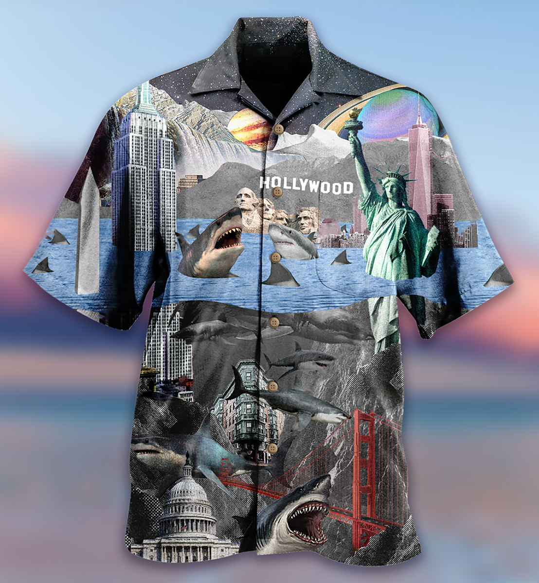 Shark In America Hollywood - Hawaiian Shirt - Reefox