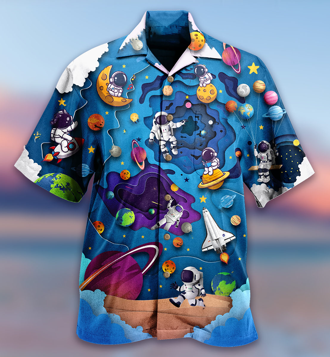 Spaceship Fly To Galaxy - Hawaiian Shirt - Reefox
