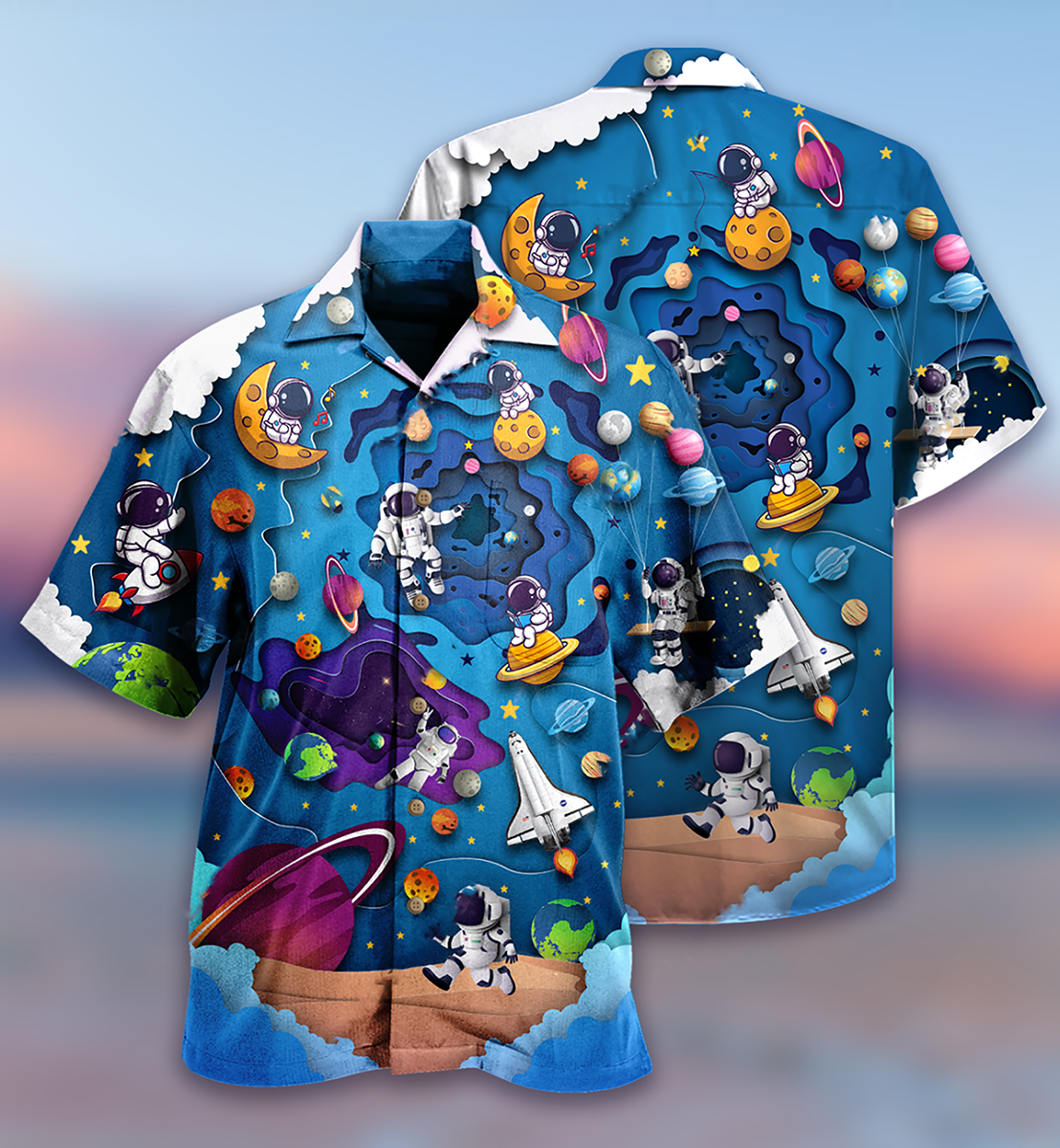 Spaceship Fly To Galaxy - Hawaiian Shirt - Reefox