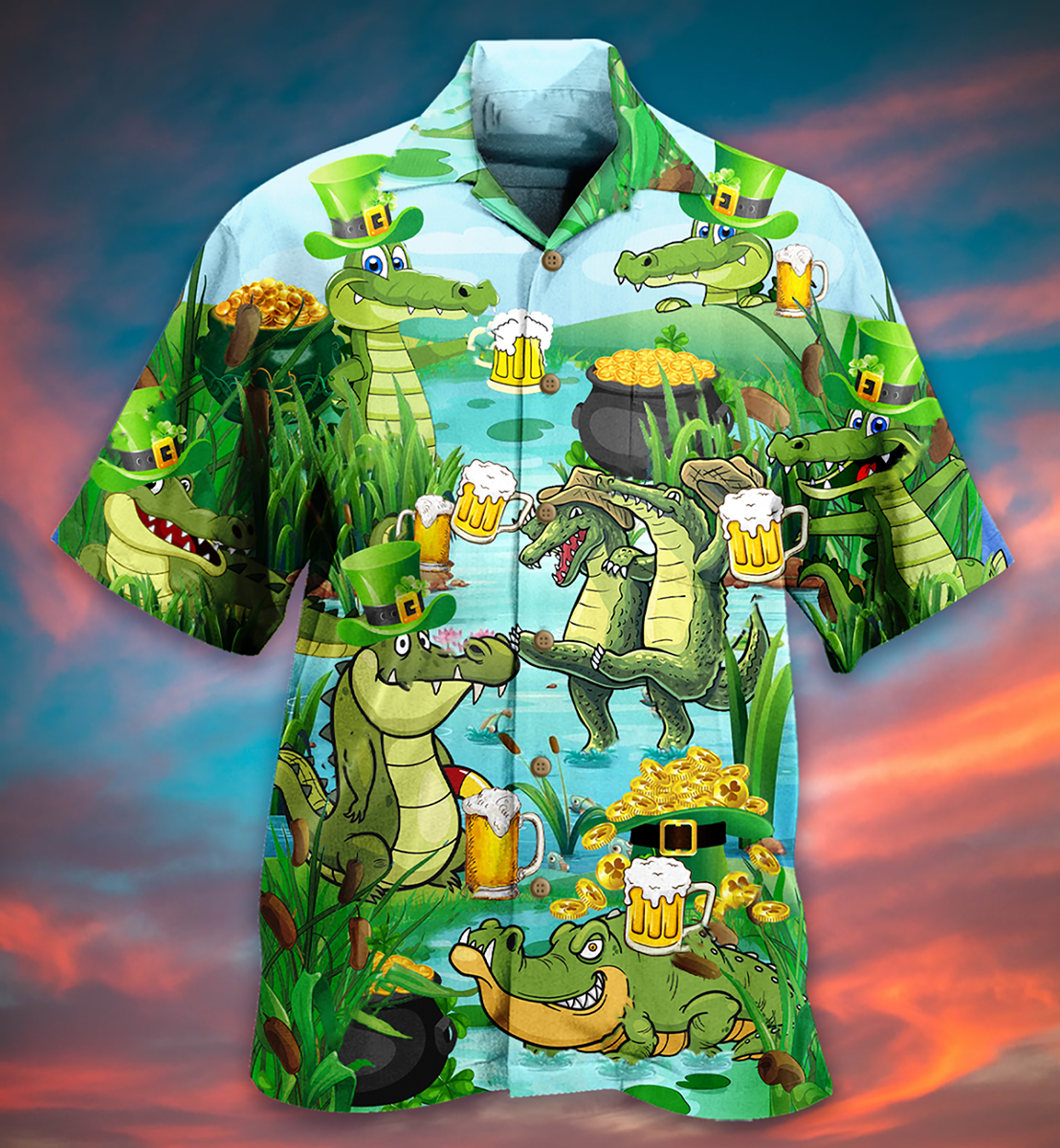 Beer Crocodile Loves Beer Everyday - Hawaiian Shirt - Reefox