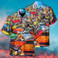 Car Retro Guitar Palm Trees - Hawaiian Shirt - Reefox