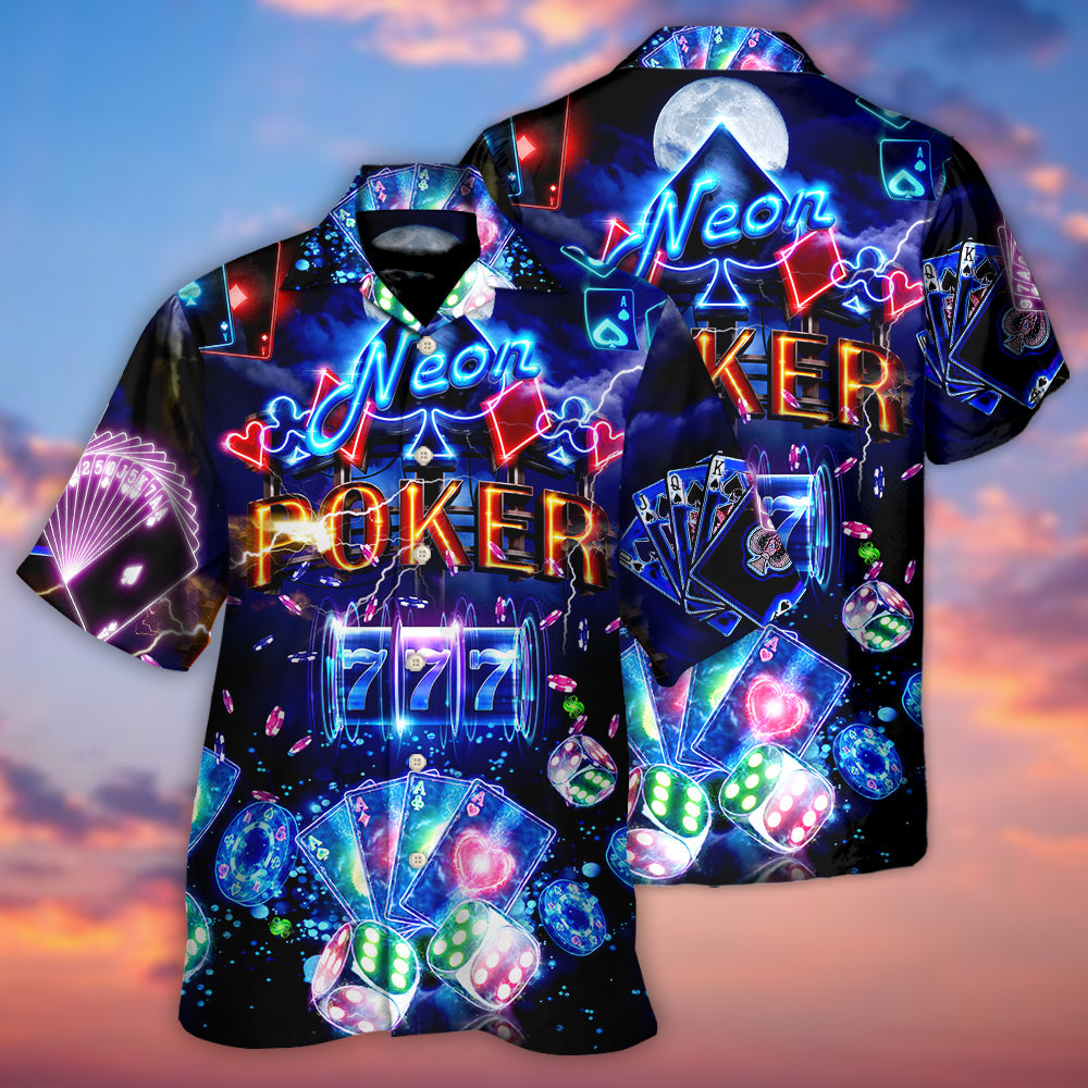 Poker Neon Casino Slot Machine With Jackpot - Hawaiian Shirt - Reefox