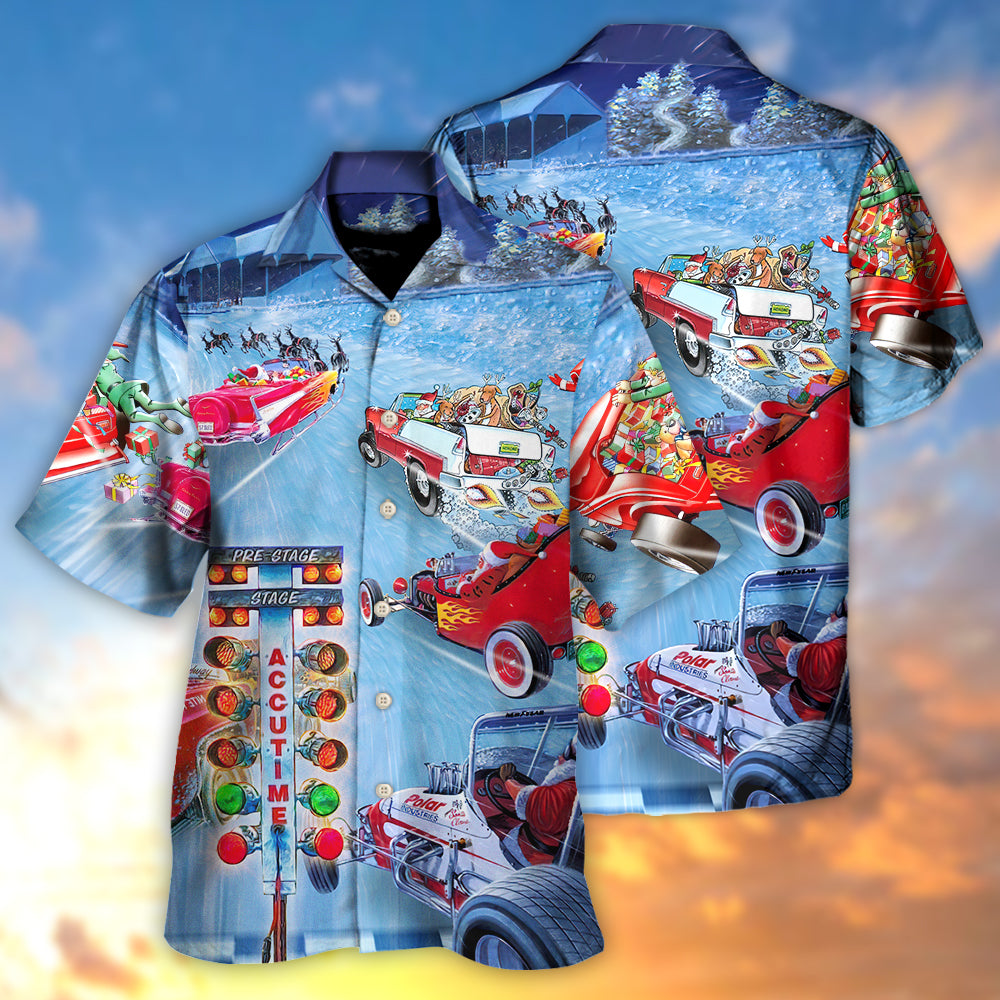 Christmas Santa Claus Start Drag Racing Light - Hawaiian Shirt - Reefox