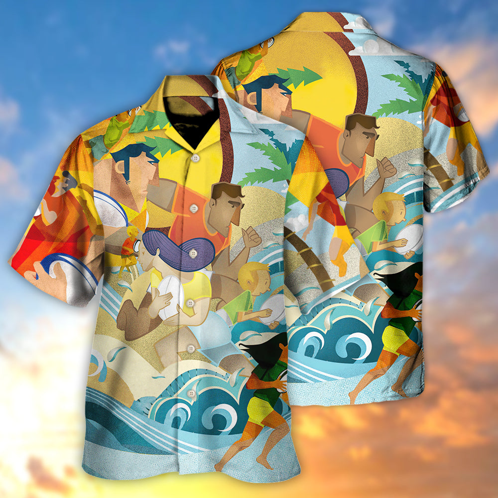 Rugby Beach Sports Beach Rugby Family Fight - Hawaiian Shirt - Reefox