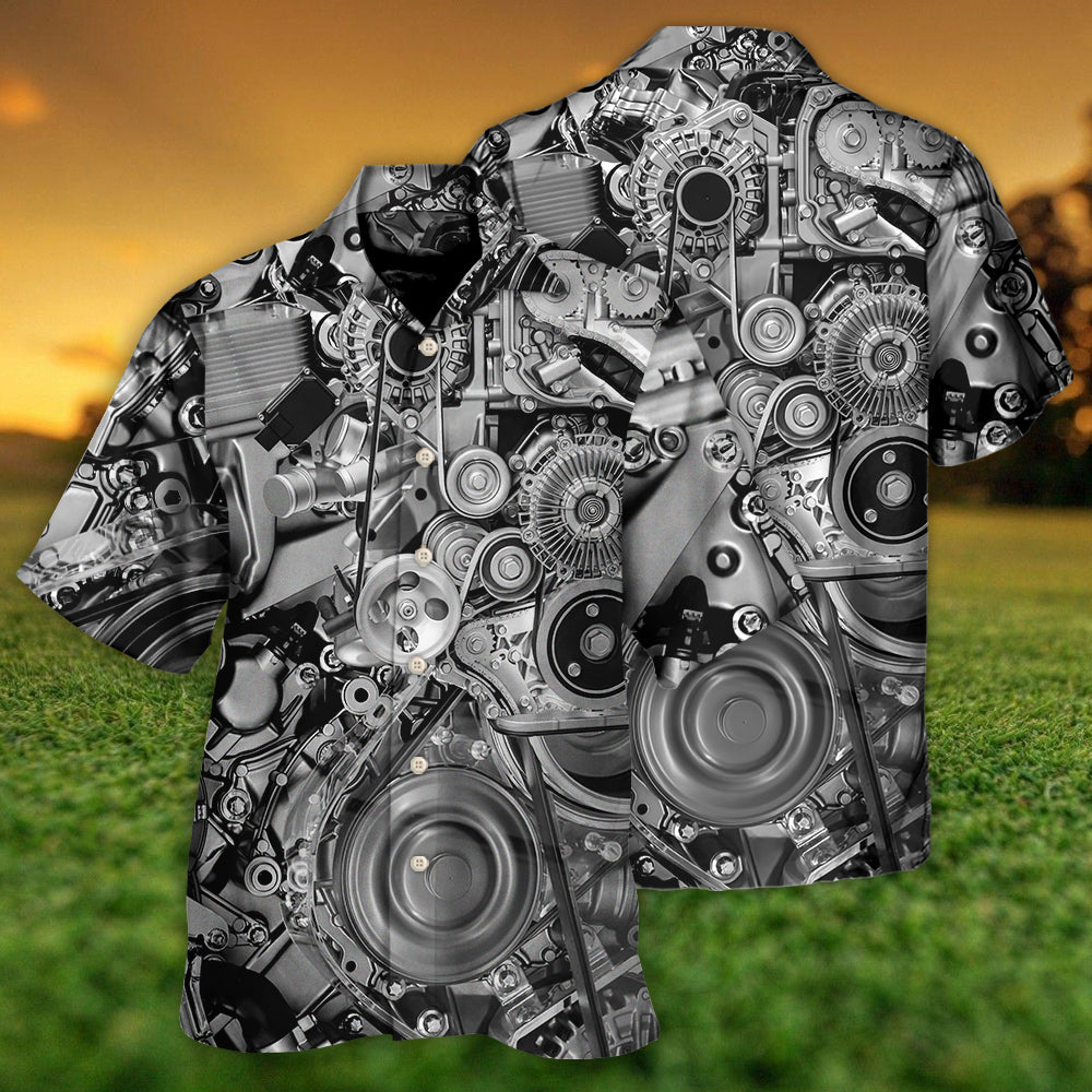 Diesel Engine Pulleys And Belts On Car Engines - Hawaiian Shirt - Reefox