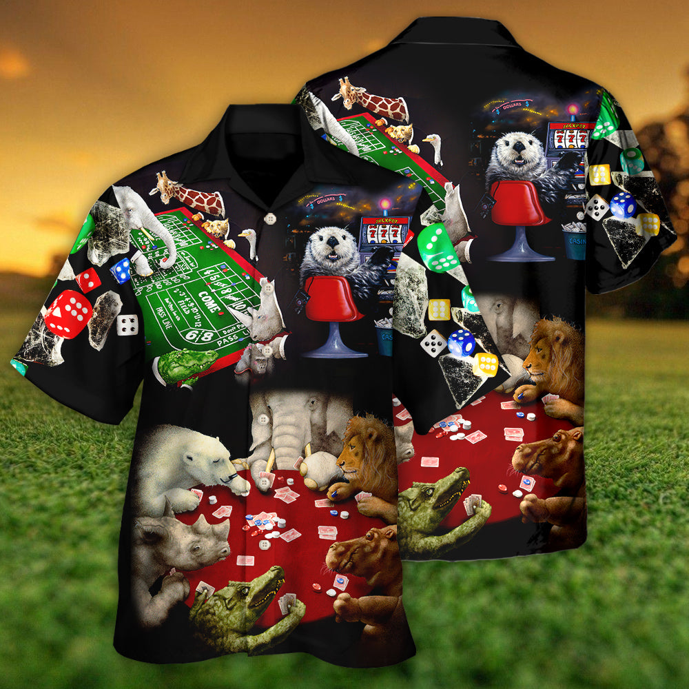 Casino Animals Gathered Around A Craps Table - Hawaiian Shirt - Reefox
