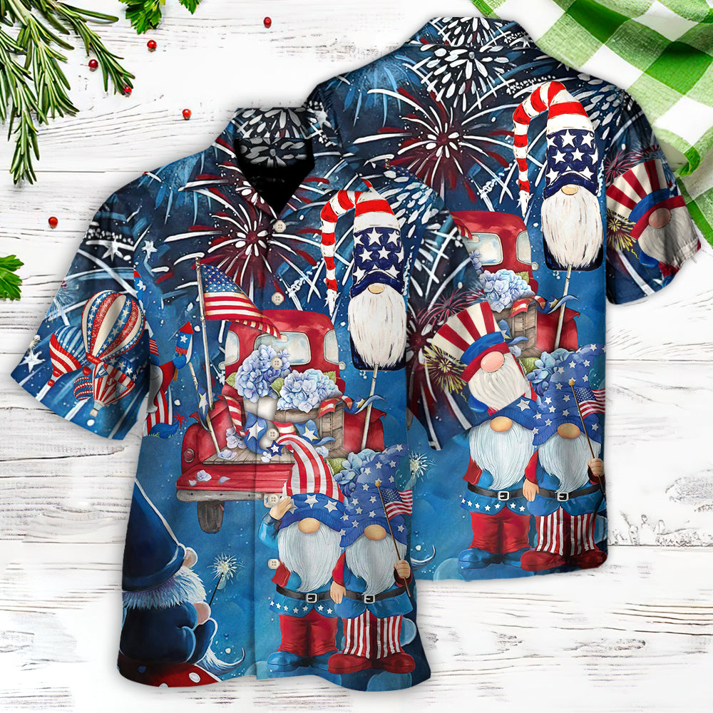 Independence Day Cute Three Trio Gnome 4th Of July - Hawaiian Shirt - Reefox