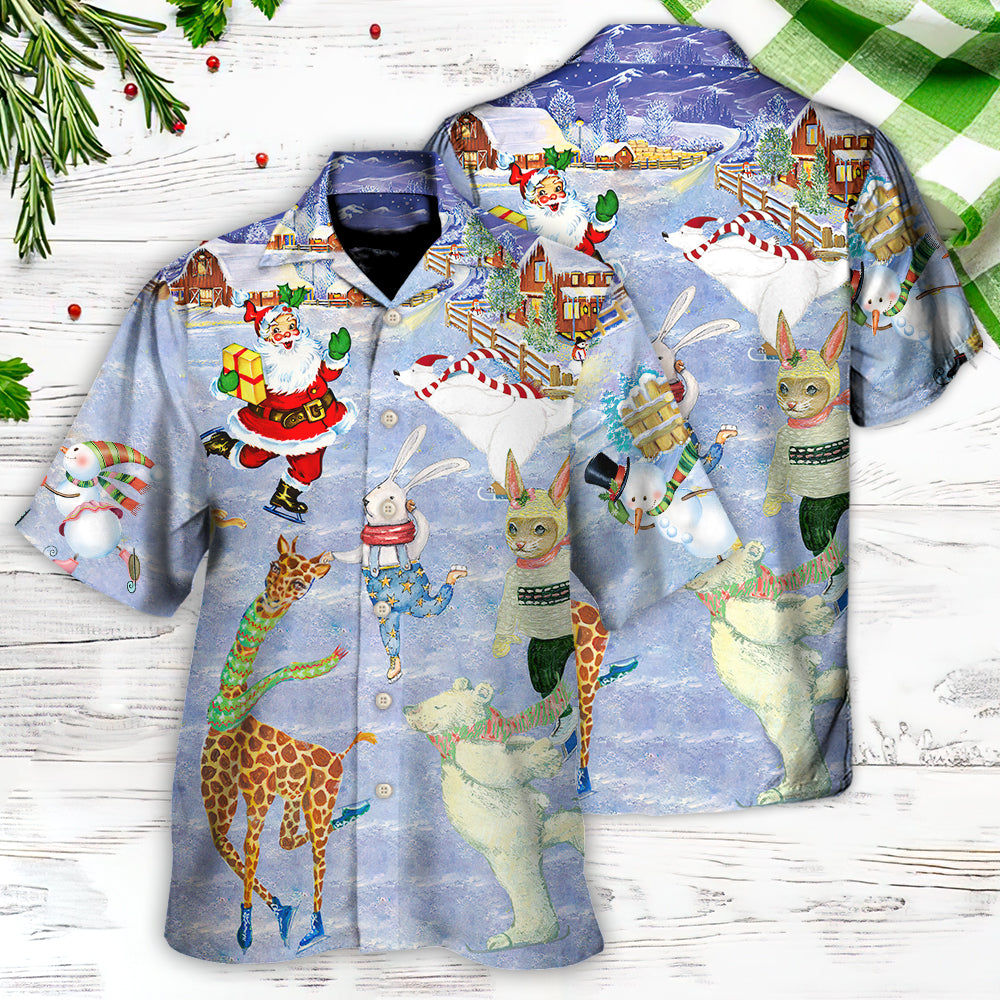 Christmas Holiday Ice Skating Party Animal - Hawaiian Shirt - Reefox