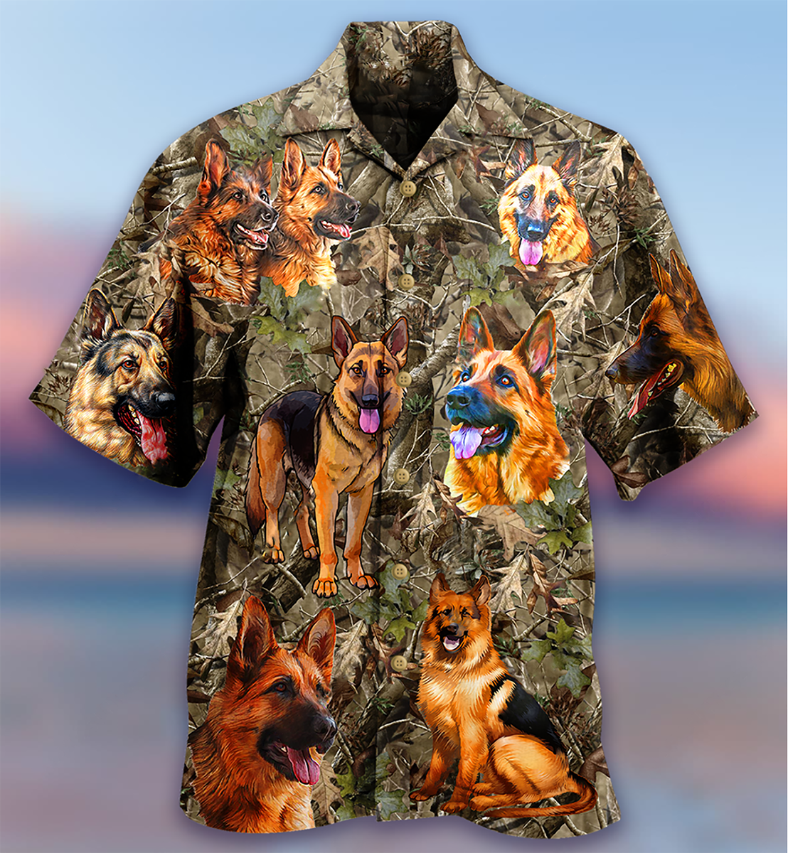 German Shepherd Dog Love Hunting - Hawaiian Shirt - Reefox
