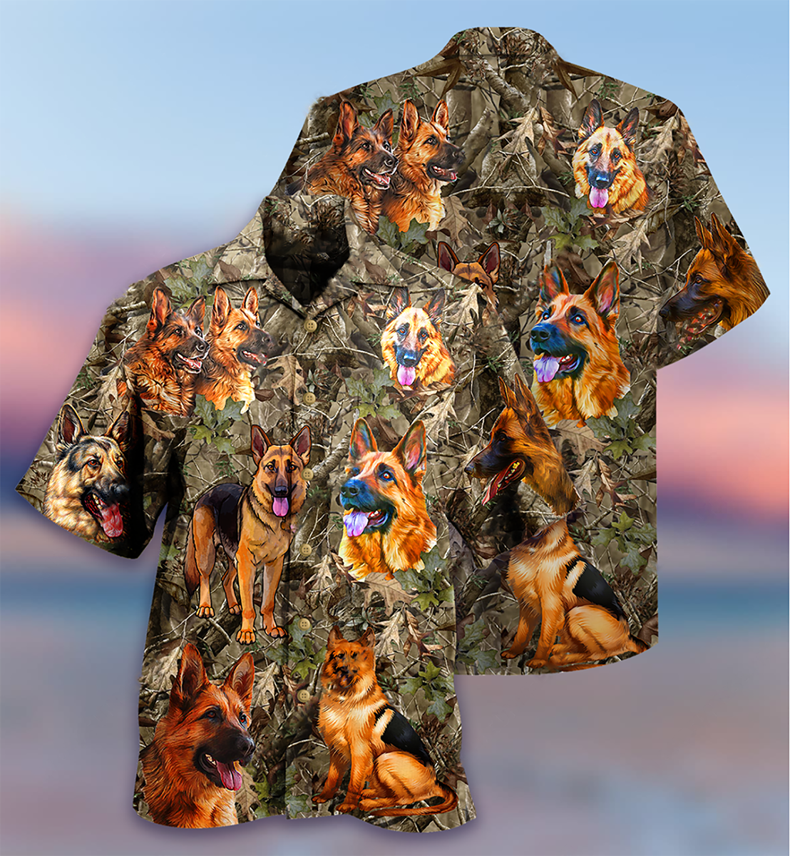 German Shepherd Dog Love Hunting - Hawaiian Shirt - Reefox