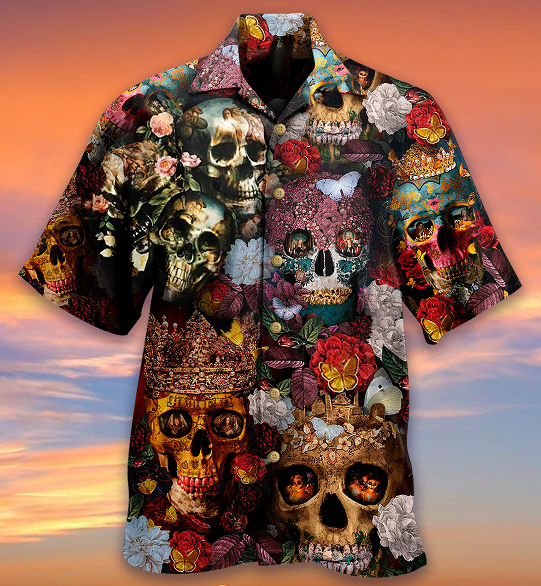 Skull Queen Love Flowers - Hawaiian Shirt - Reefox