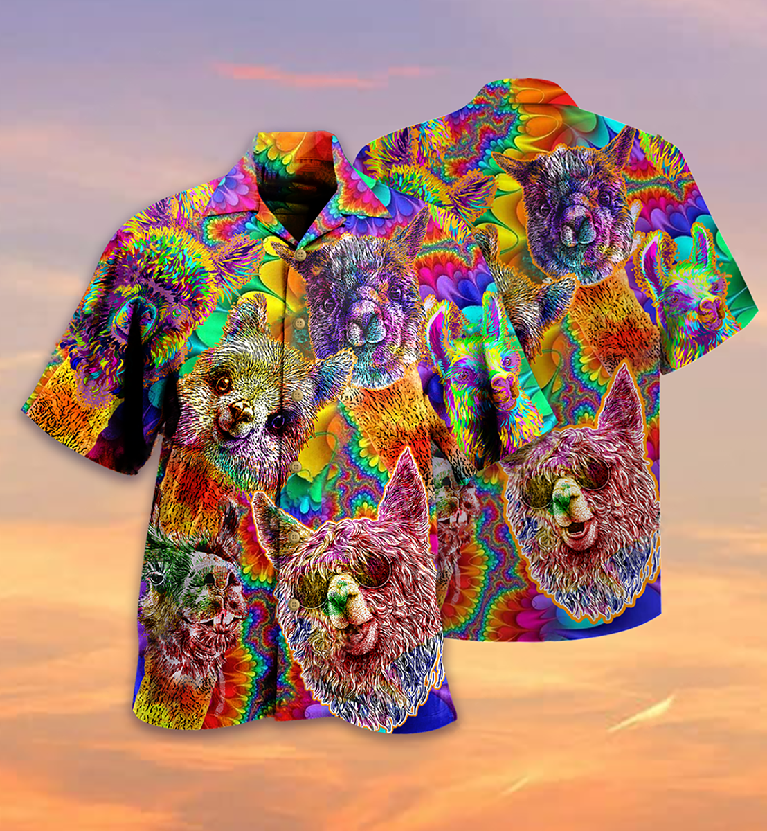 Lama Happiness Smile Mix Color - Hawaiian Shirt - Reefox