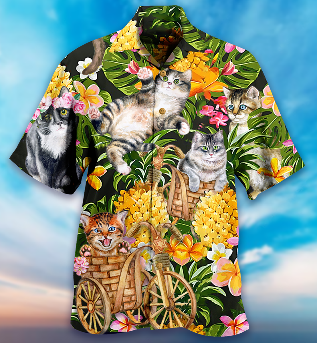 Cat Lovely And Flowers Garden - Hawaiian Shirt - Reefox