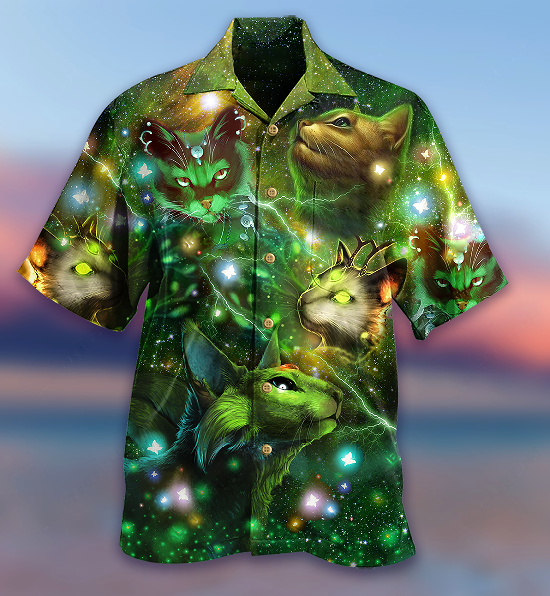 Cat Love Night And Star Mysterious - Hawaiian Shirt - Reefox