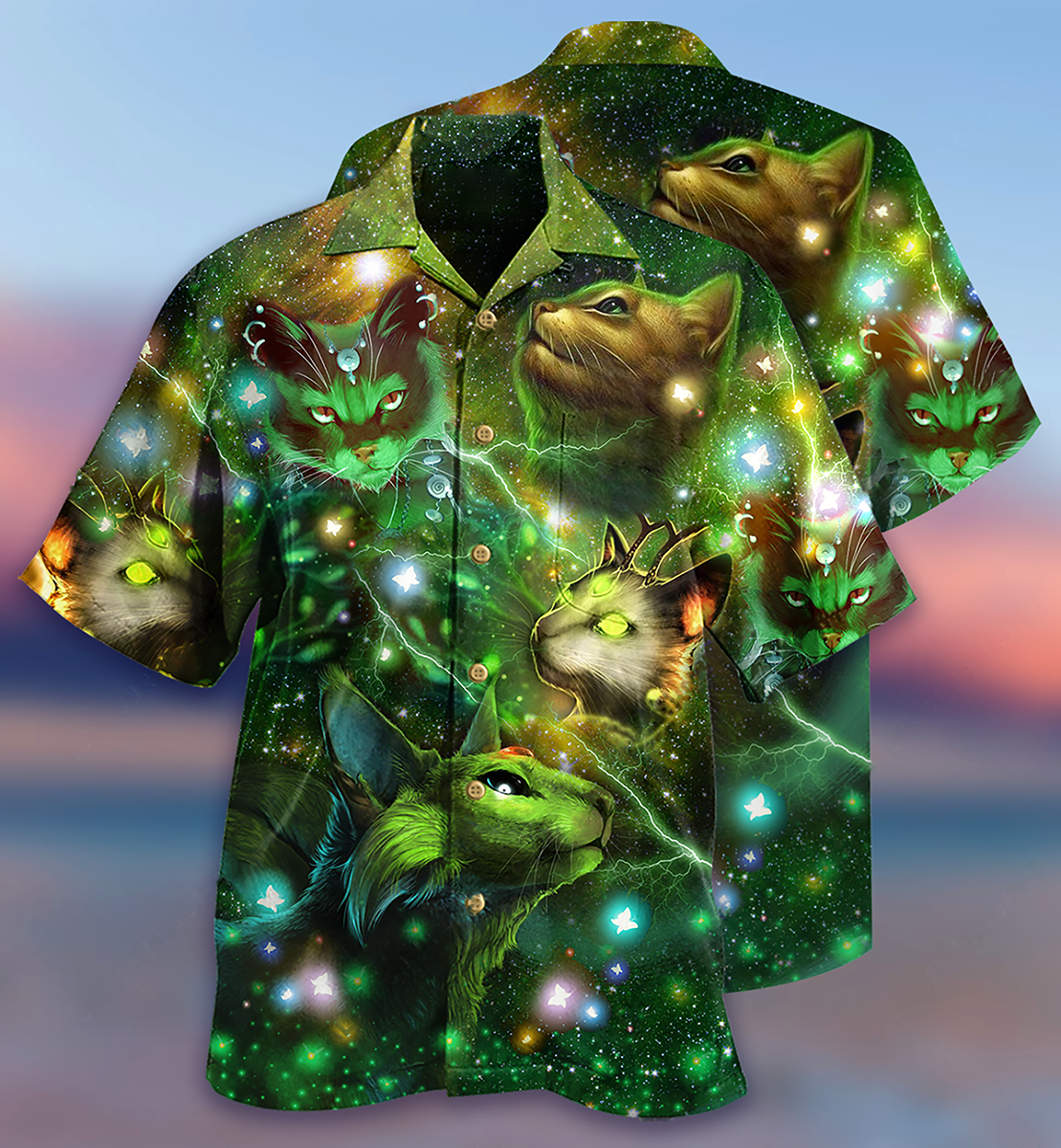 Cat Love Night And Star Mysterious - Hawaiian Shirt - Reefox