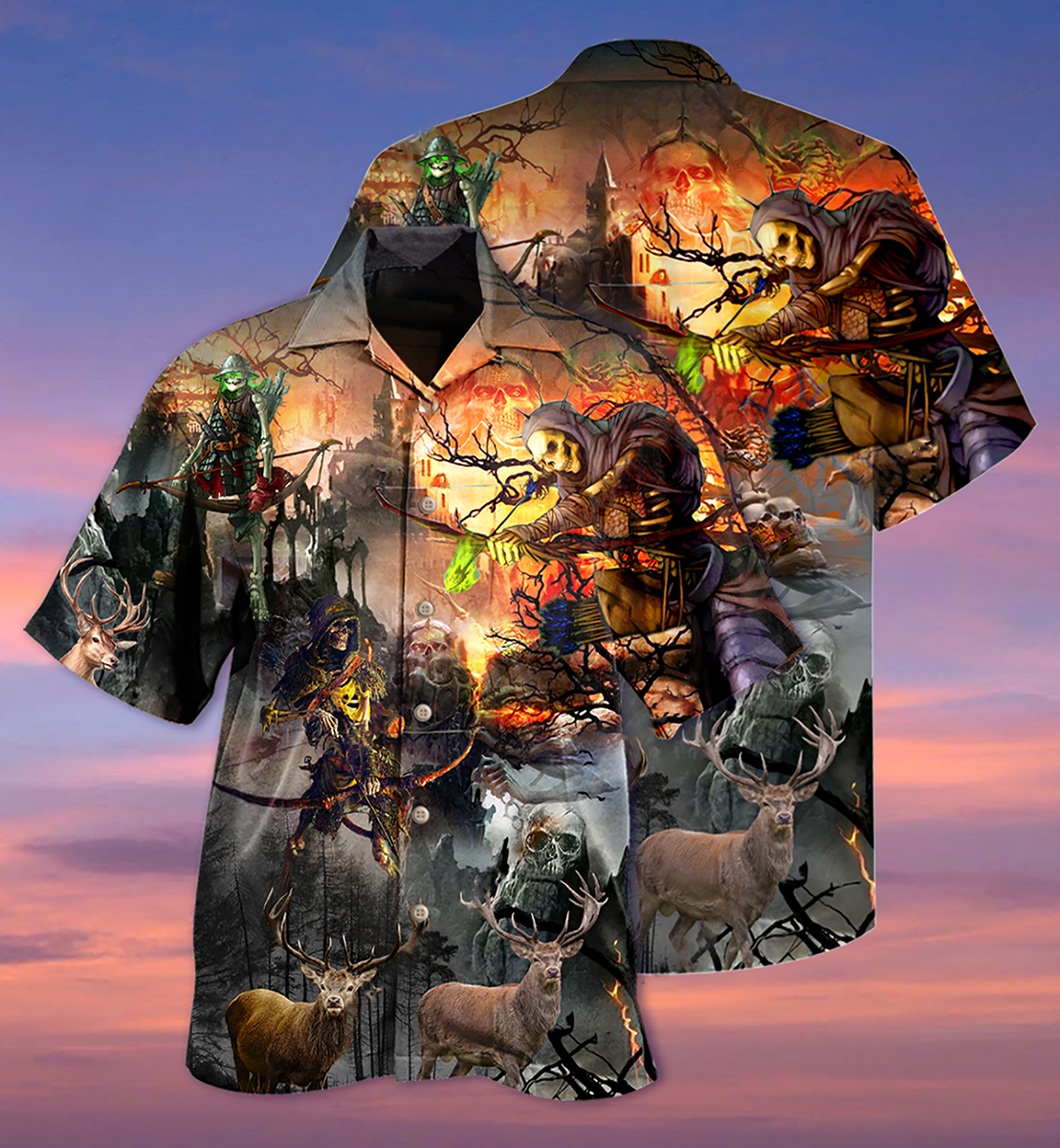 Skull Love Hunting - Hawaiian Shirt - Reefox