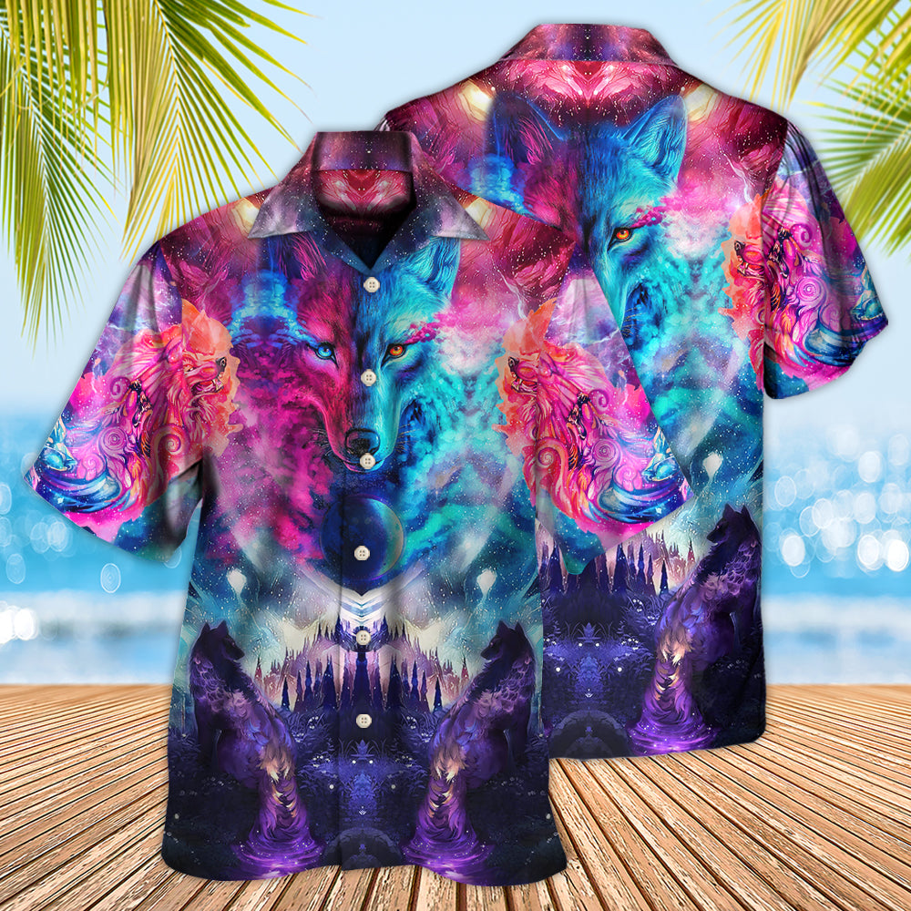 Wolf Colorful Loves Over Night - Hawaiian Shirt - Reefox
