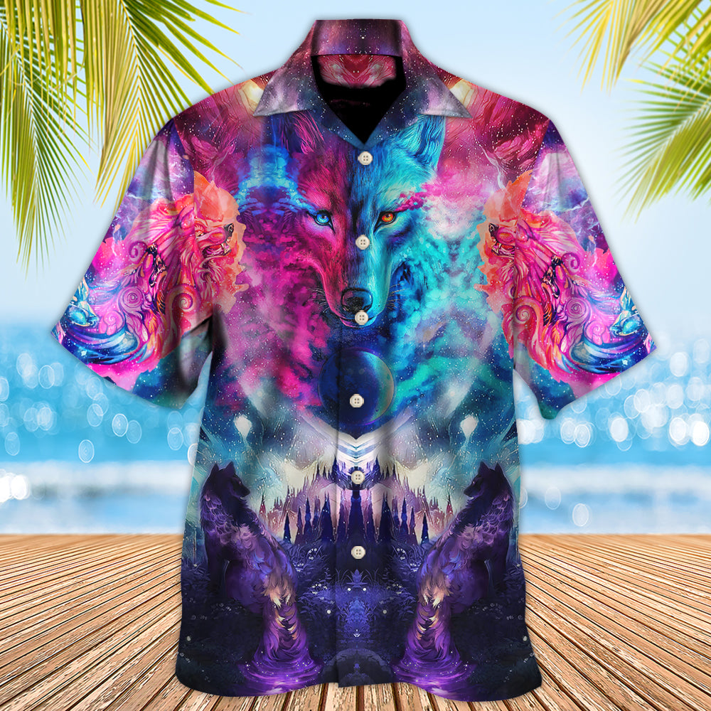 Wolf Colorful Loves Over Night - Hawaiian Shirt - Reefox