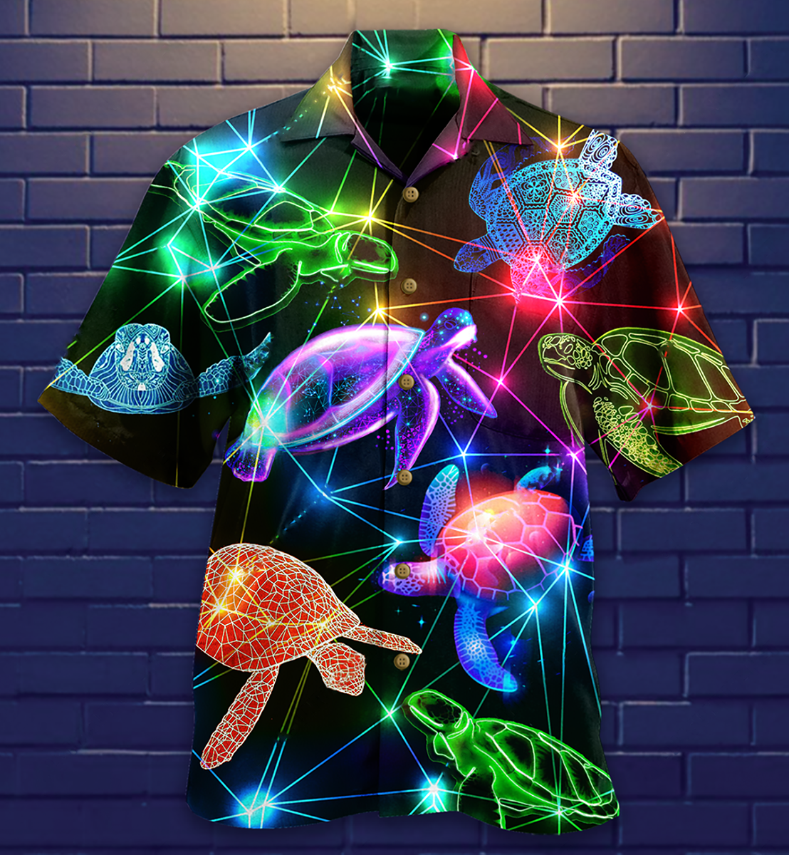 Turtle Fullcolor Neon Style Loves Ocean - Hawaiian Shirt - Reefox