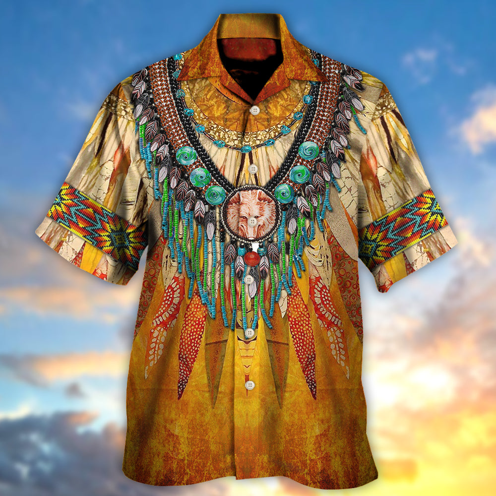 Native Cool Style Love Peace Orange - Hawaiian Shirt - Reefox