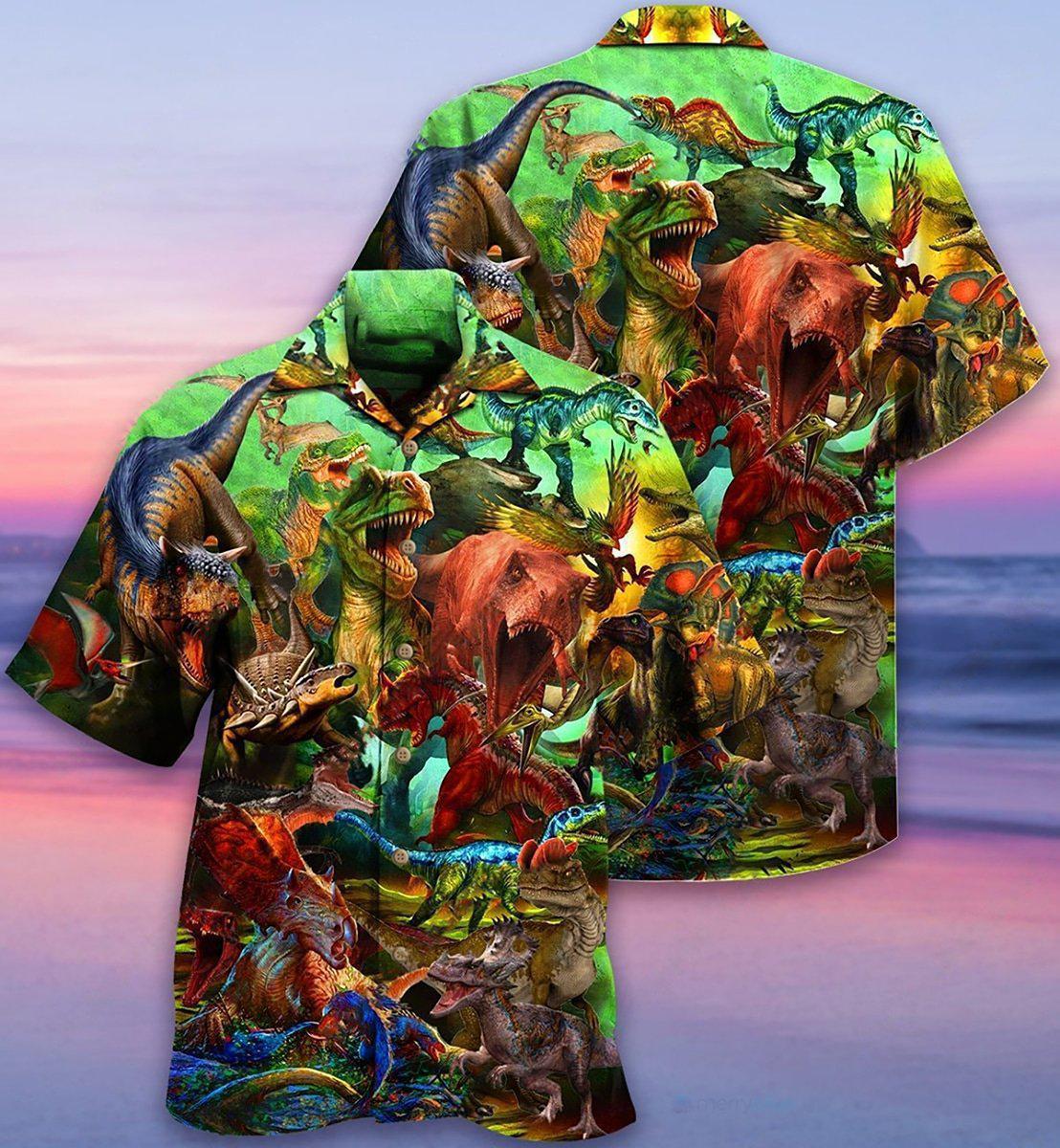 Dinosaur Strong War Life - Hawaiian Shirt - Reefox