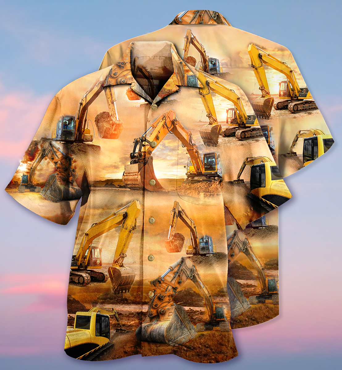 Excavator Working Hard - Hawaiian Shirt - Reefox