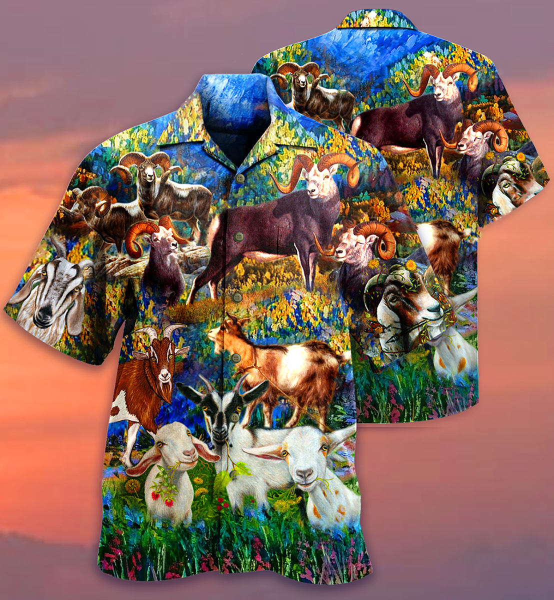 Goat Love Animals Life Grass - Hawaiian Shirt - Reefox
