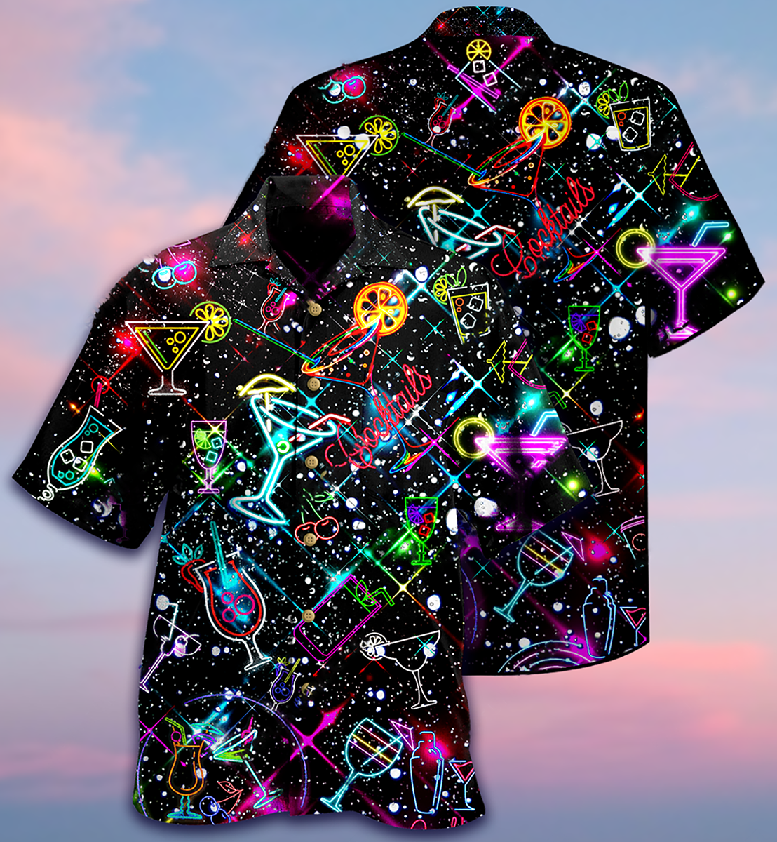 Cocktail Neon Love - Hawaiian Shirt - Reefox