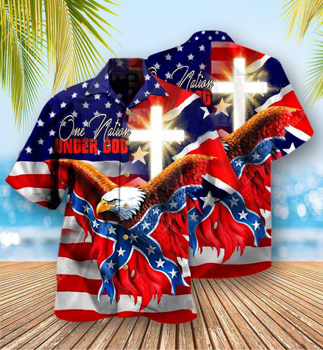 America One Nation Under God Patriotism - Hawaiian Shirt - Reefox