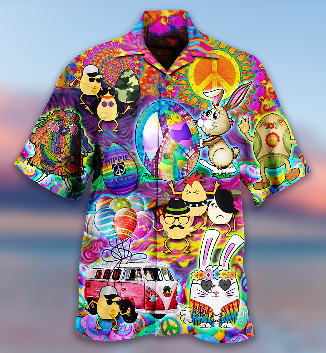 Hippie Easter Peace Life Color Funny Party - Hawaiian Shirt - Reefox