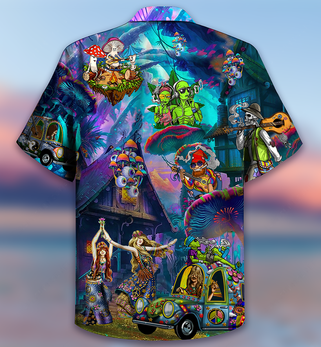 Hippie Alien Skull Peace Life - Hawaiian Shirt - Reefox