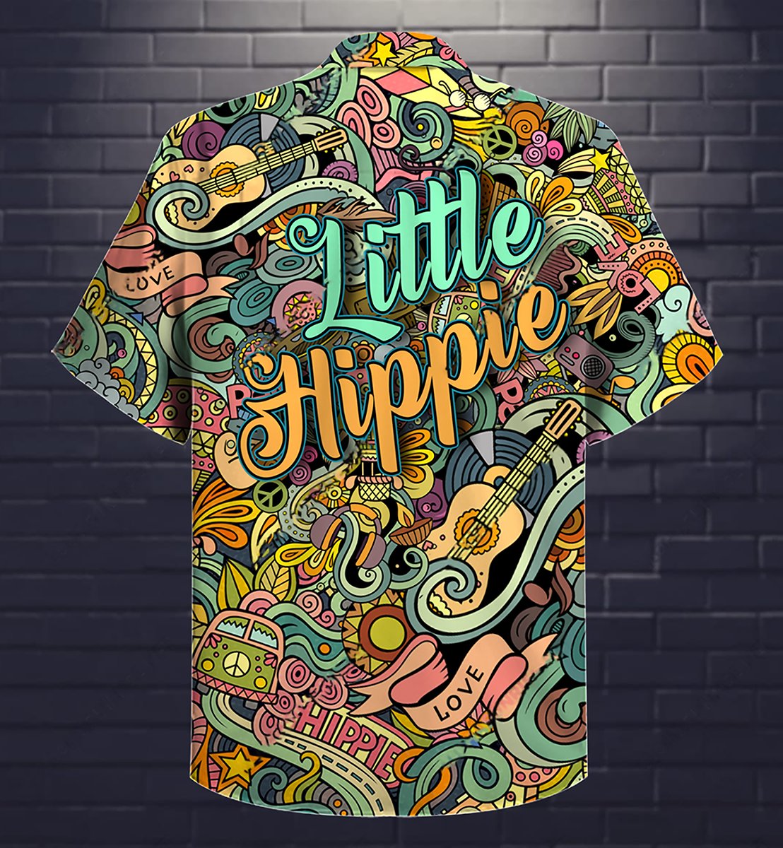 Hippie Music Love Guitar Peace Life Color Little Hippie - Hawaiian Shirt - Reefox