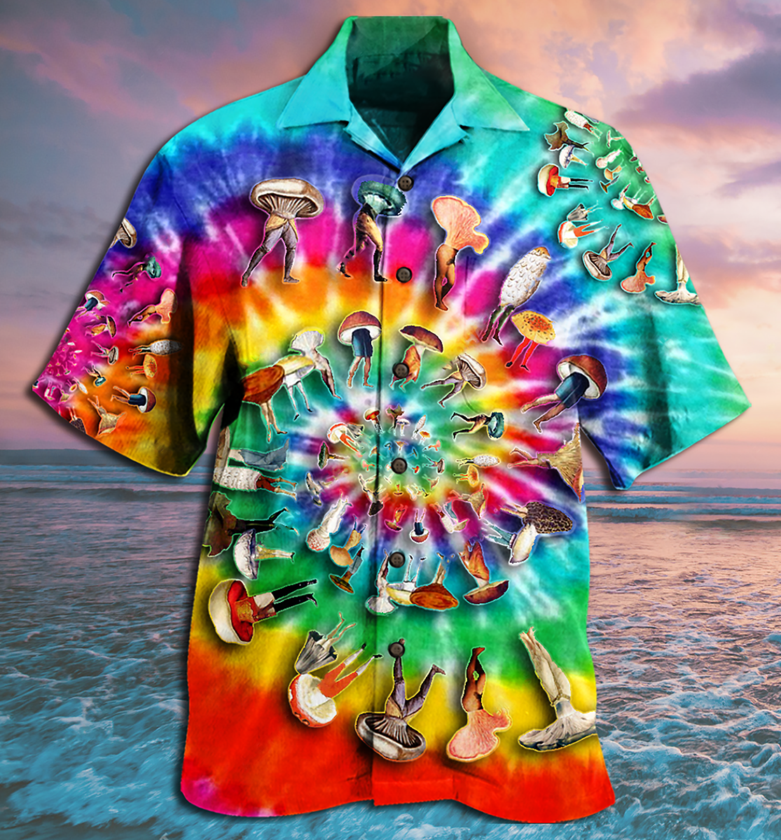 Hippie Mushroom Peace Life A Little Hippie - Hawaiian Shirt - Reefox