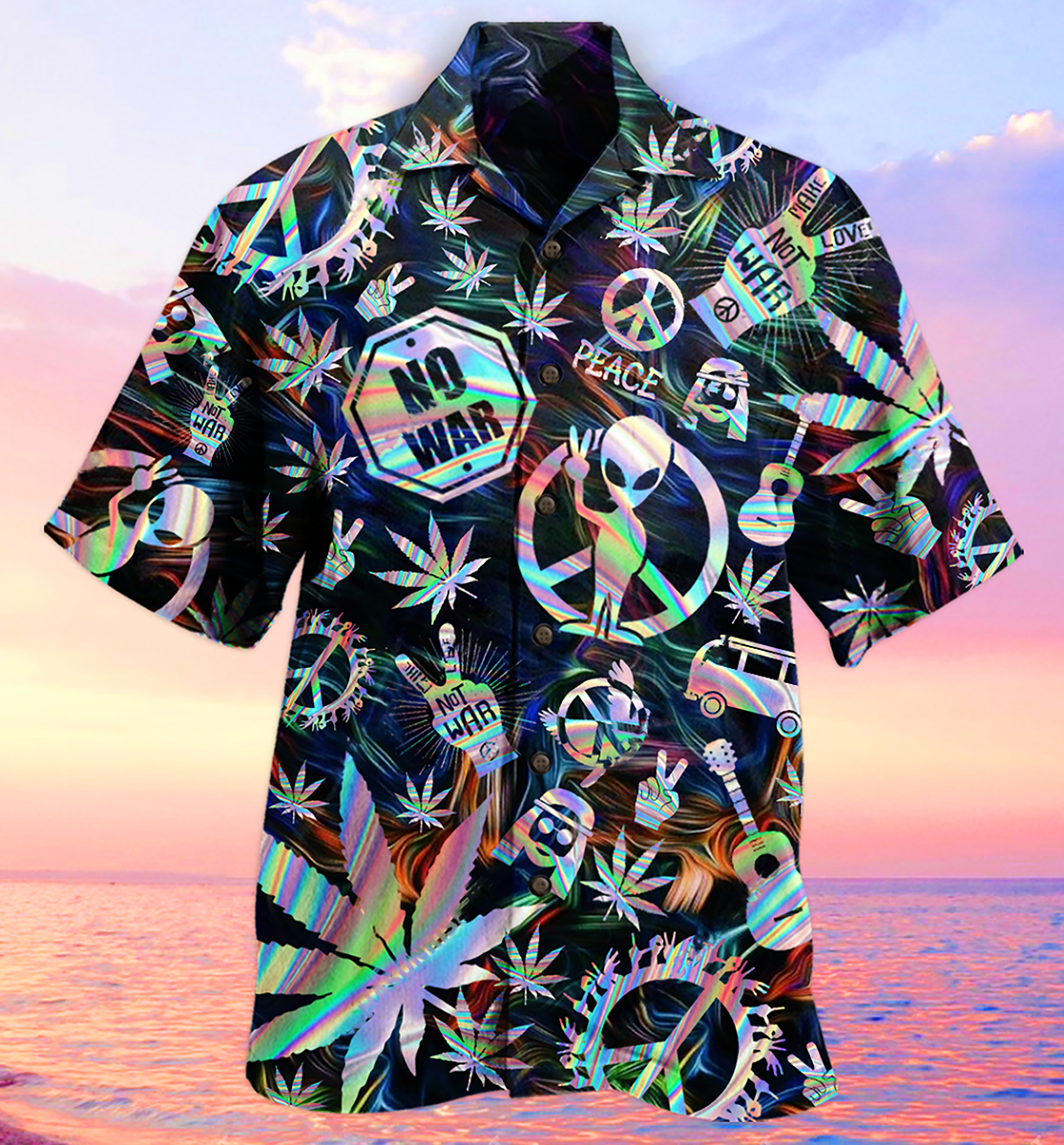 Hippie Alien Peace Life - Hawaiian Shirt - Reefox