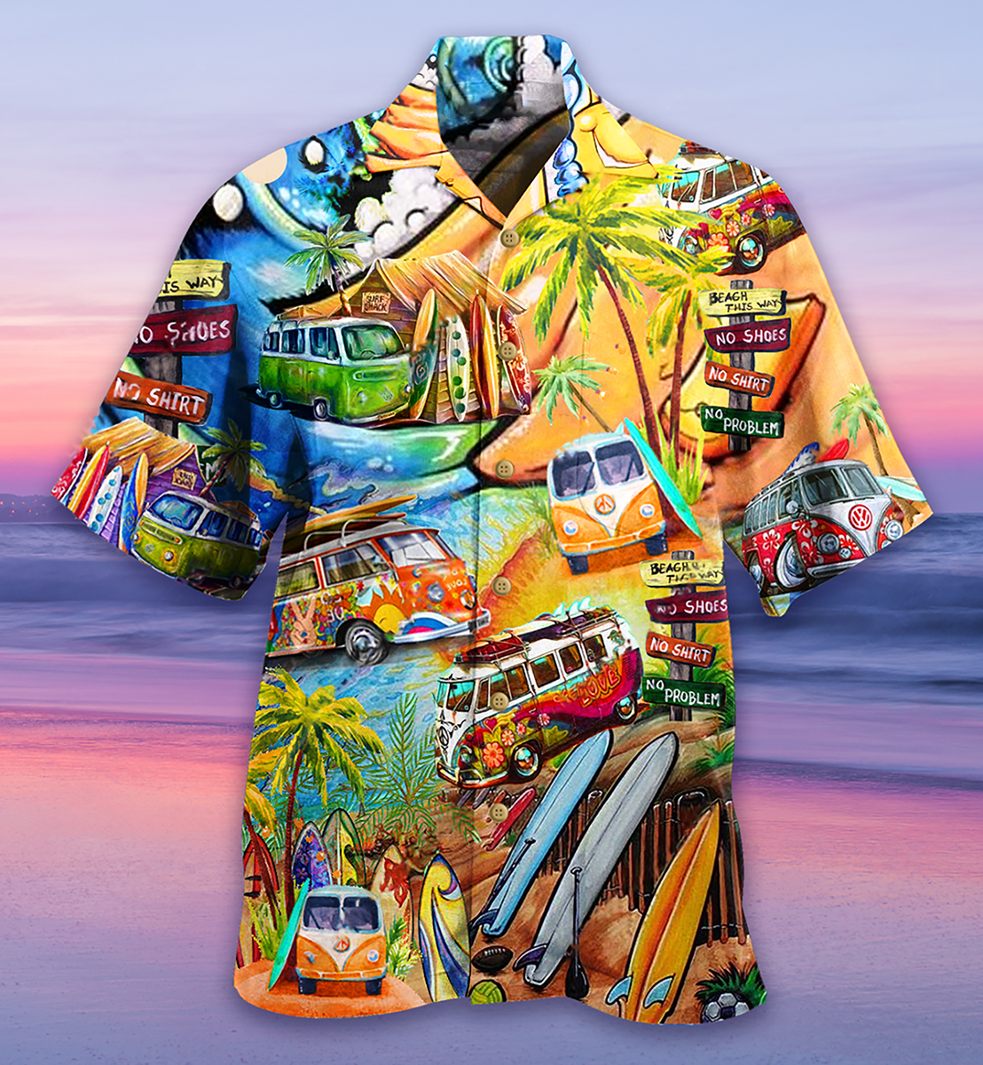 Hippie Bus Love Beach Summer - Hawaiian Shirt - Reefox